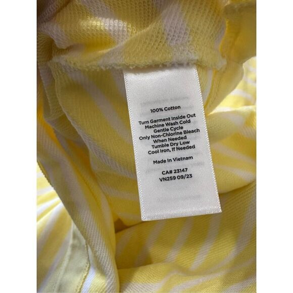Talbots Sailor Beach Sweatshirt Top size 3x Yellow Striped Collar Button V-Neck - Picture 7 of 9